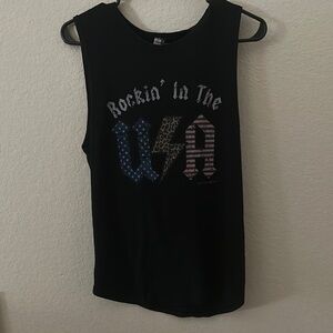 Black Rockin' USA Graphic Tank Top